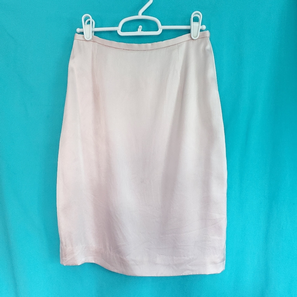 Womens Kay Unger Light Pink Silk Skirt Back Zipper Closure and Lined Size 2
